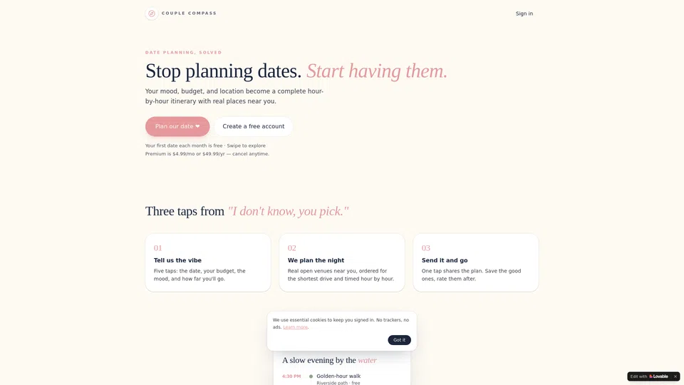Homepage snapshot at launch