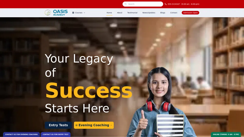 Homepage snapshot at launch