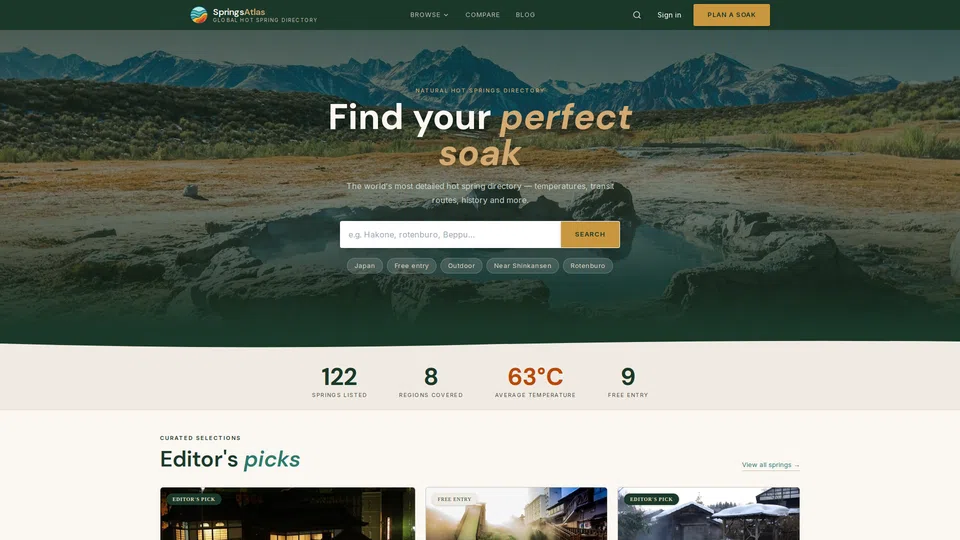 Homepage snapshot at launch