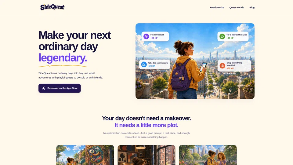 Homepage snapshot at launch
