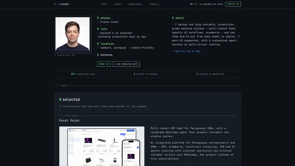 Homepage snapshot at launch