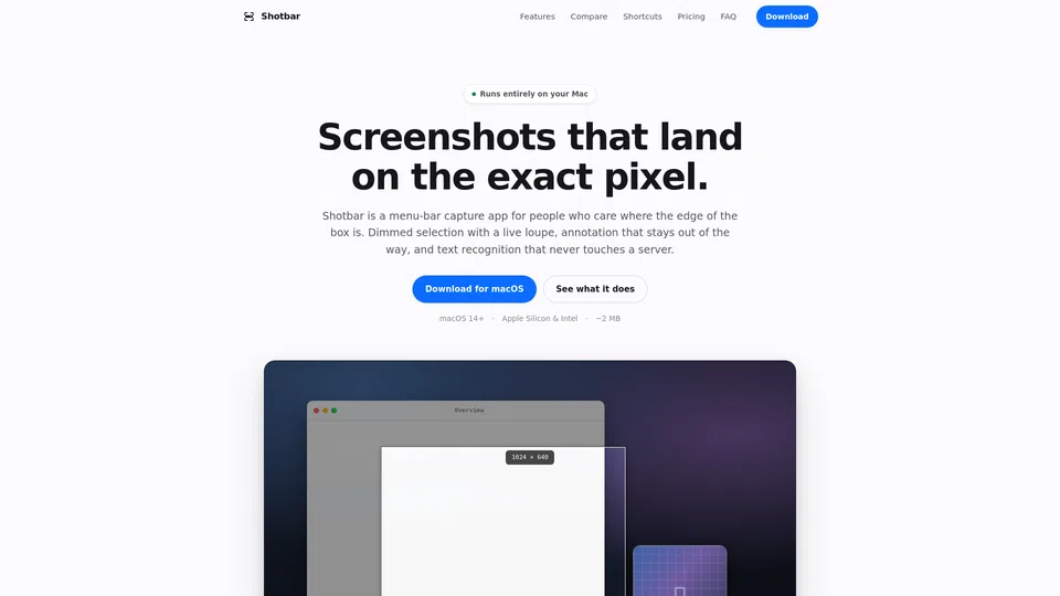 Homepage snapshot at launch