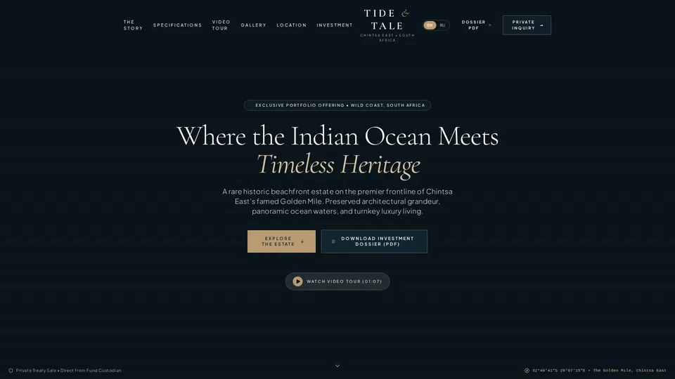 Homepage snapshot at launch