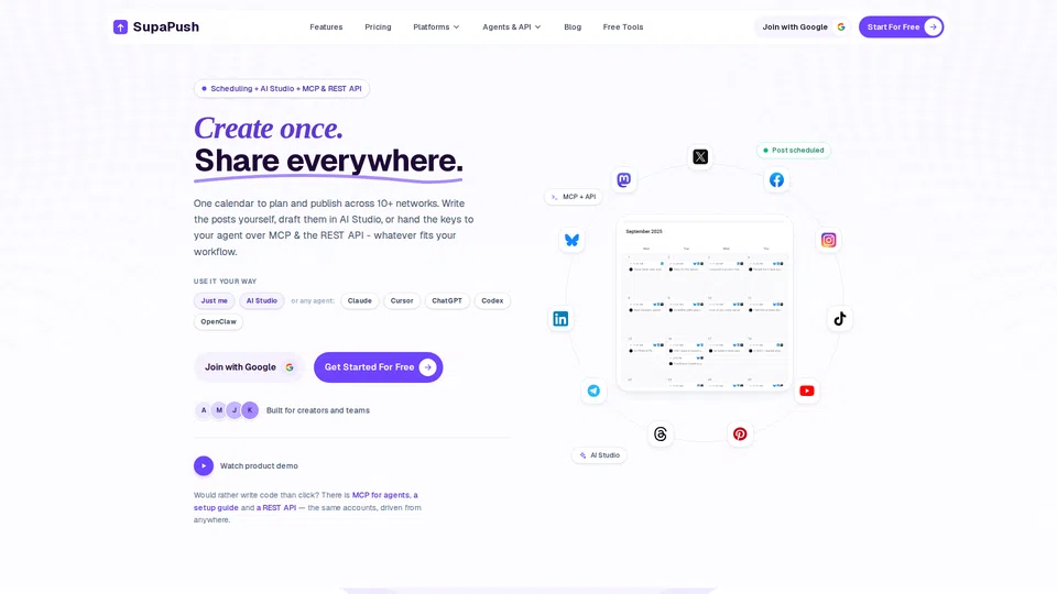 Homepage snapshot at launch