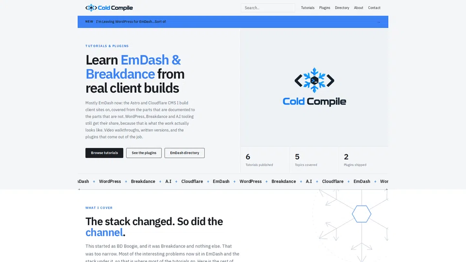 Homepage snapshot at launch
