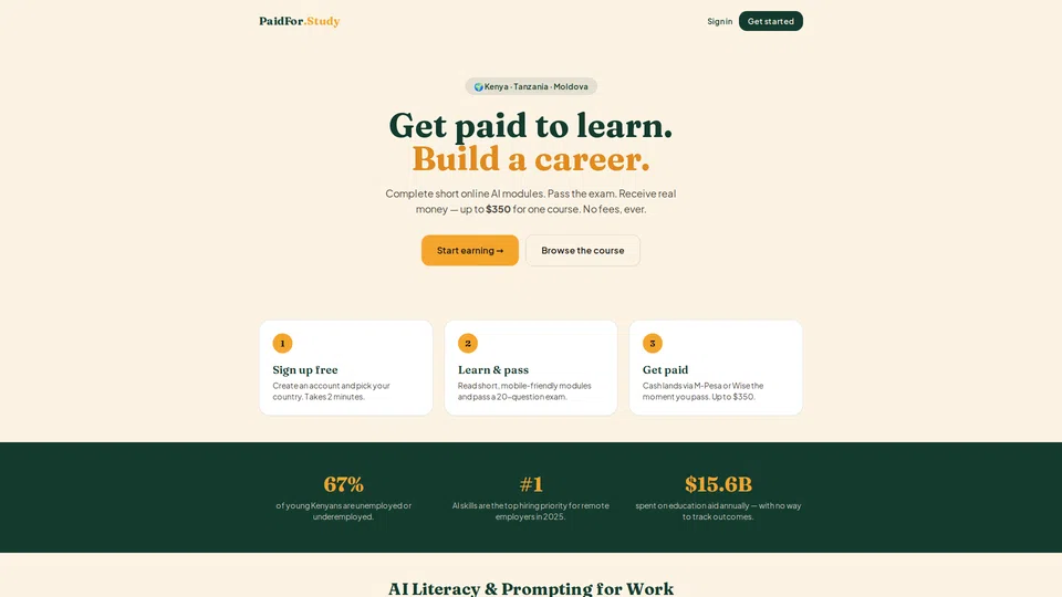 Homepage snapshot at launch