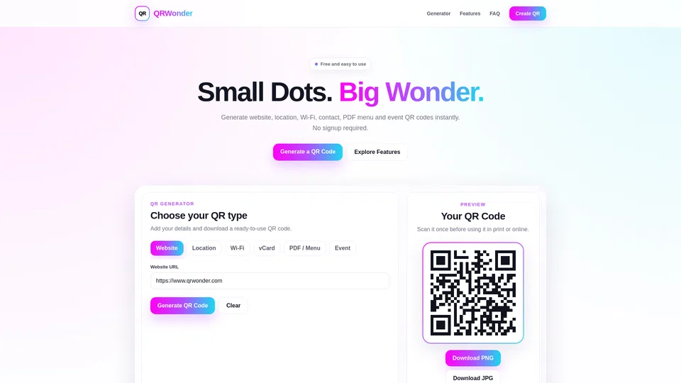 Homepage snapshot at launch