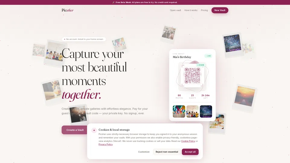 Homepage snapshot at launch
