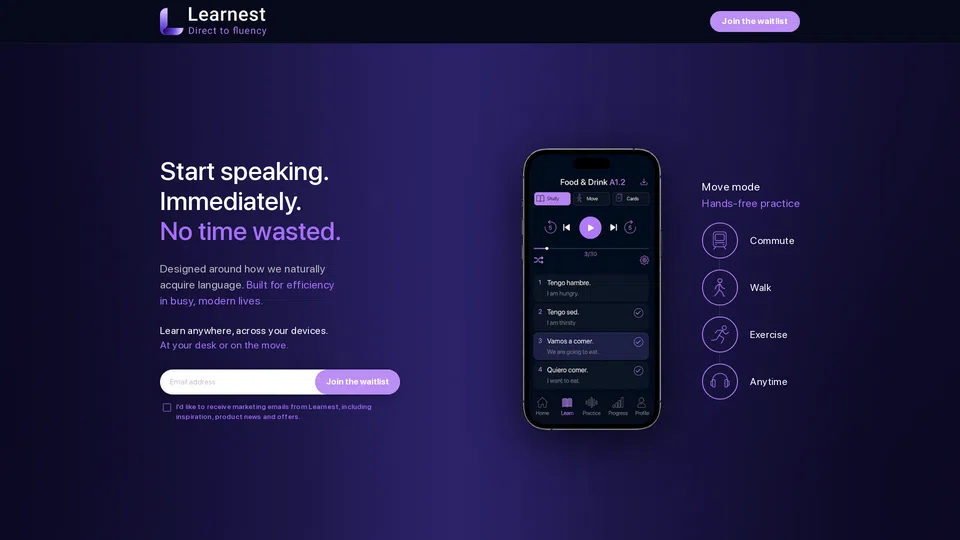 Homepage snapshot at launch