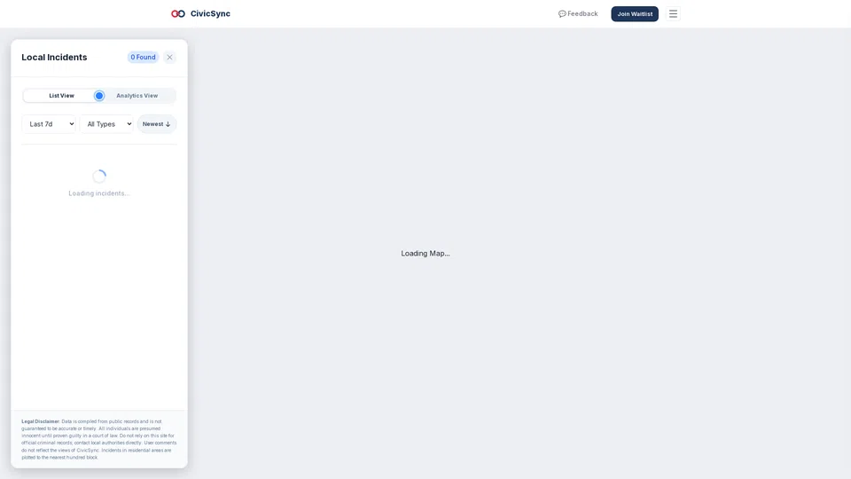 Homepage snapshot at launch