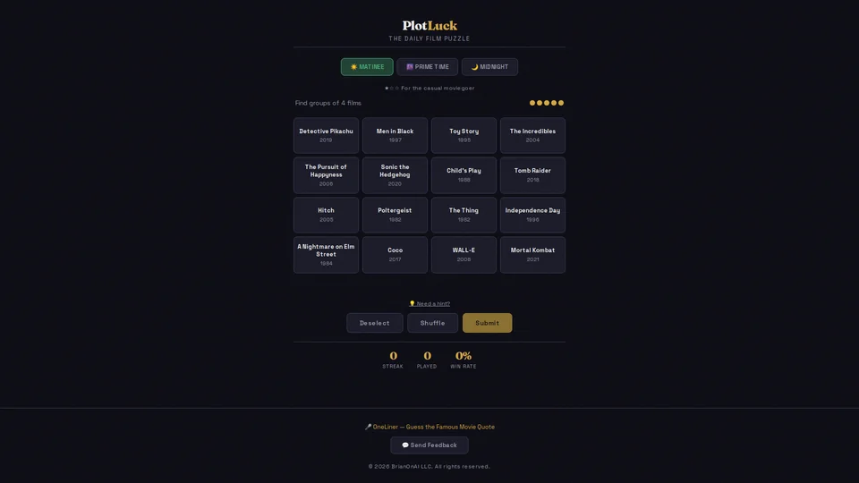 Homepage snapshot at launch