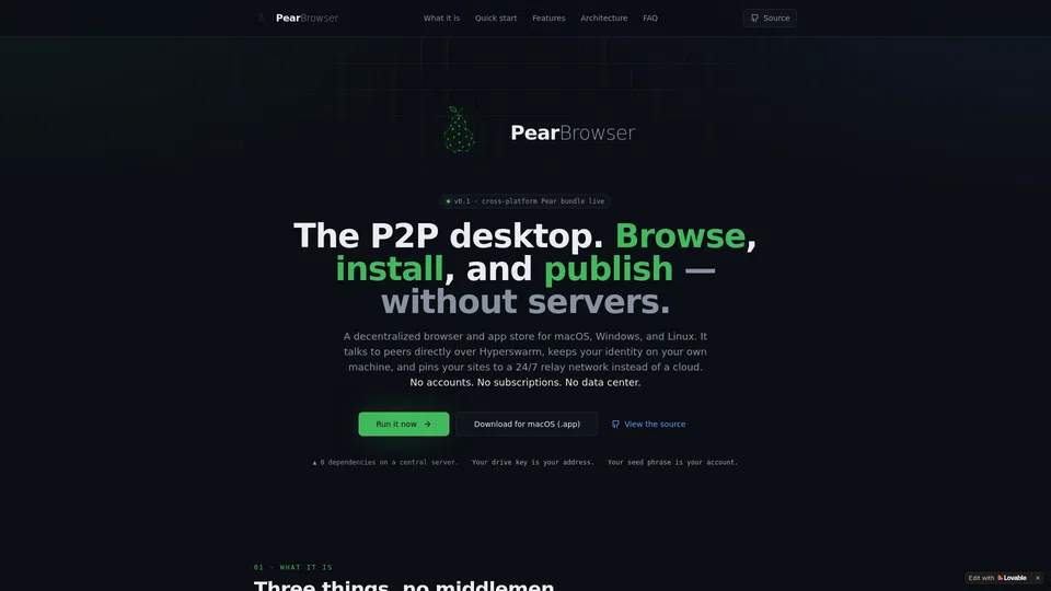 Homepage snapshot at launch