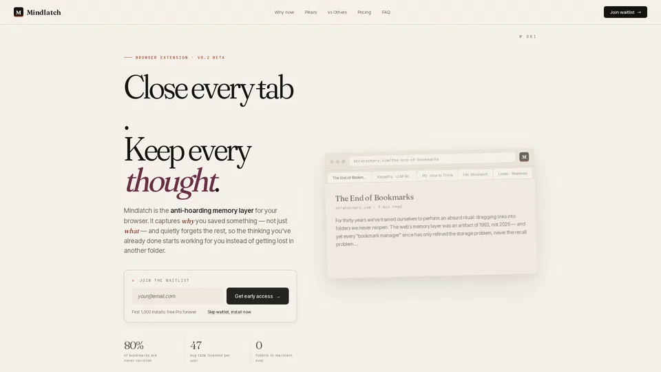 Homepage snapshot at launch