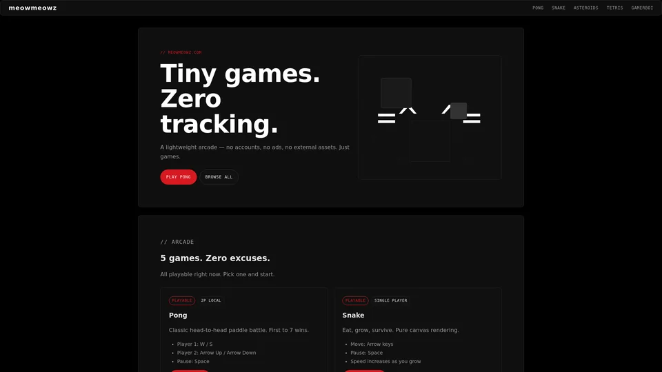 Homepage snapshot at launch