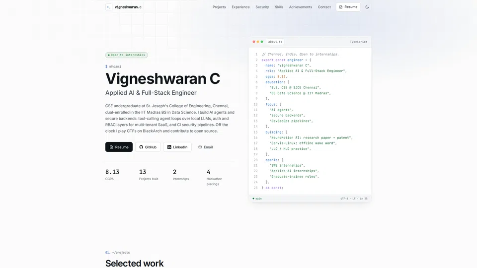 Homepage snapshot at launch