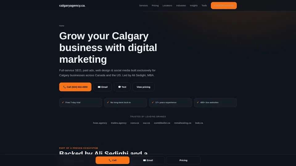 Homepage snapshot at launch
