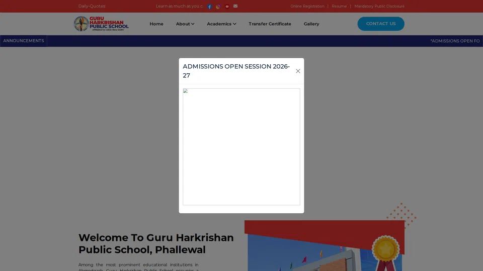 Homepage snapshot at launch