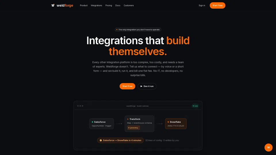 Homepage snapshot at launch