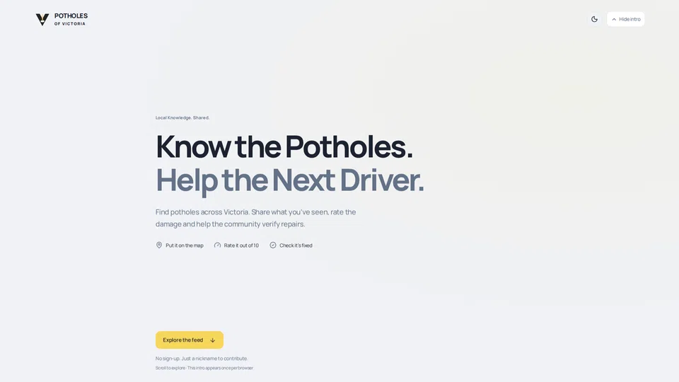Homepage snapshot at launch
