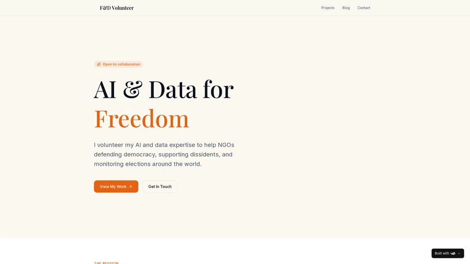 Homepage snapshot at launch