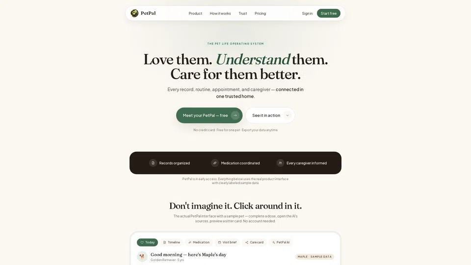 Homepage snapshot at launch
