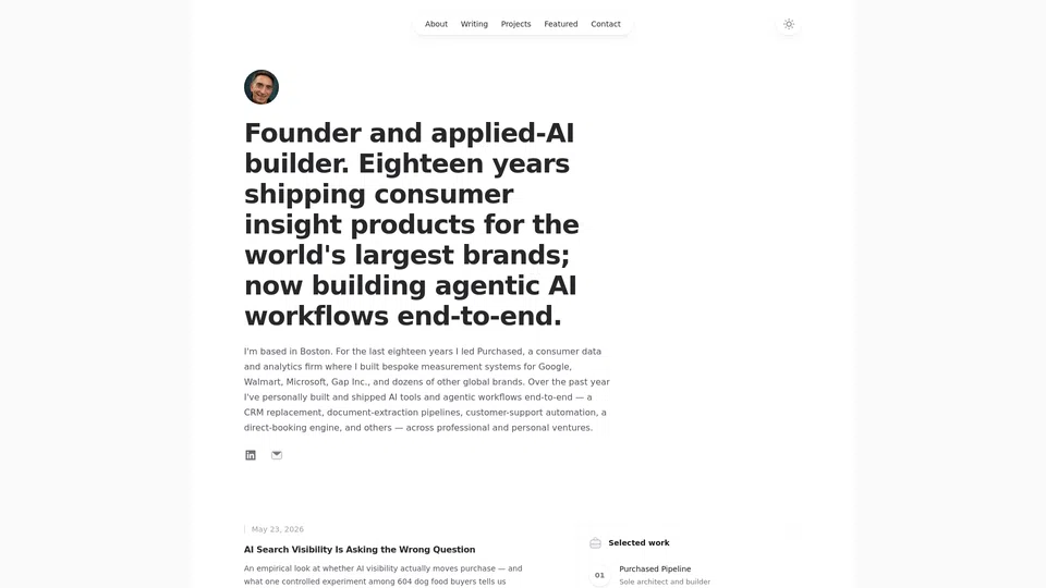 Homepage snapshot at launch