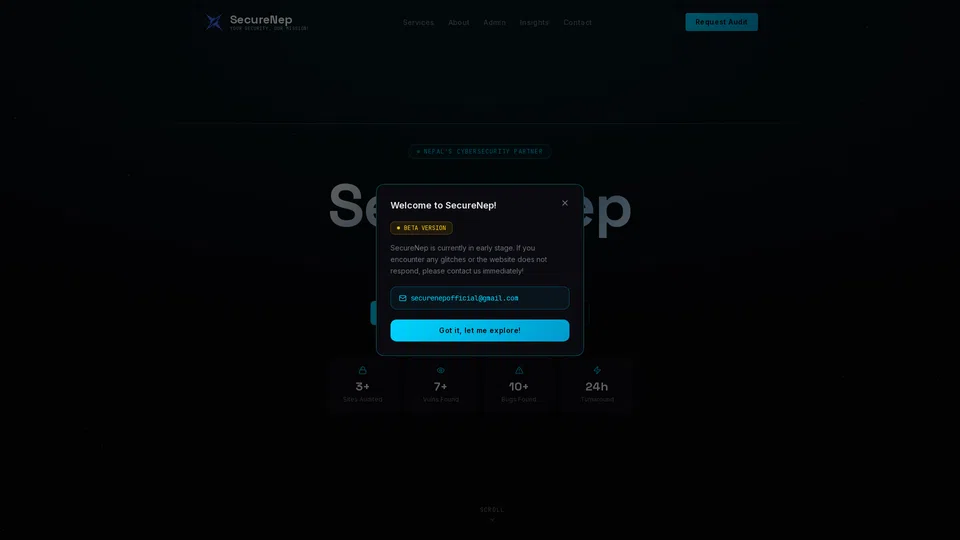 Homepage snapshot at launch