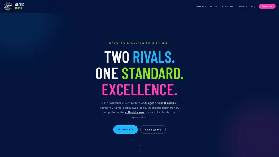 Homepage snapshot at launch