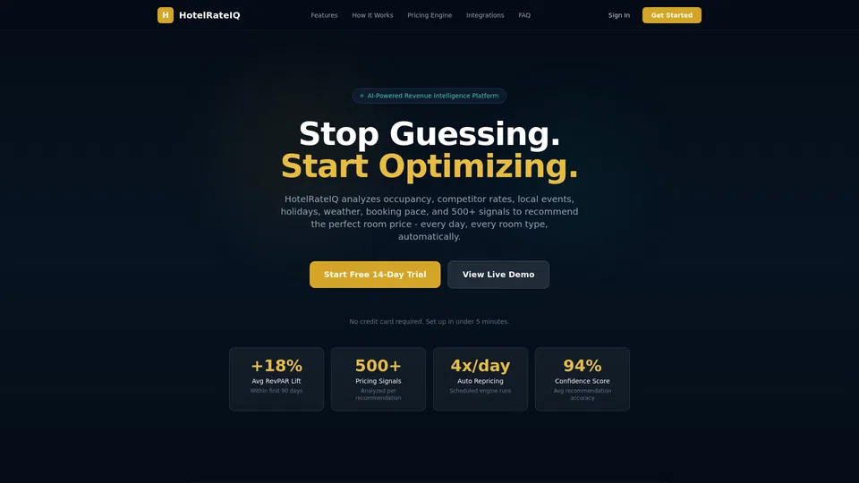 Homepage snapshot at launch