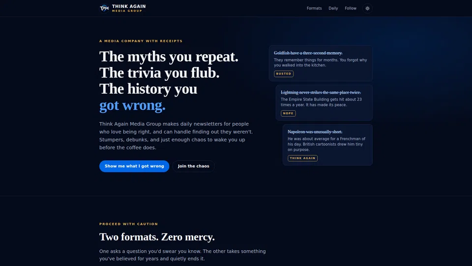 Homepage snapshot at launch