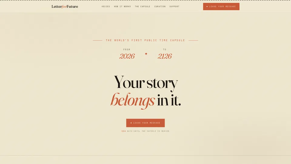 Homepage snapshot at launch