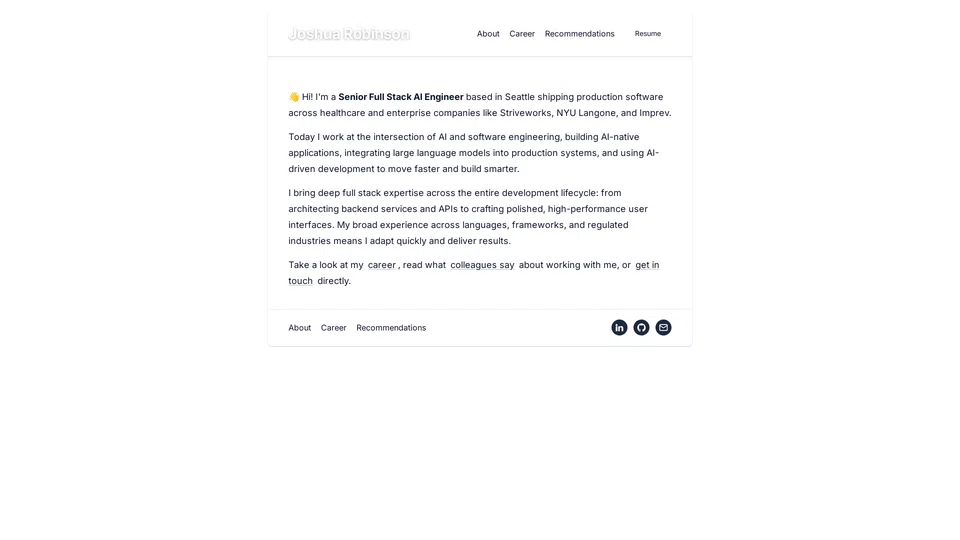 Homepage snapshot at launch