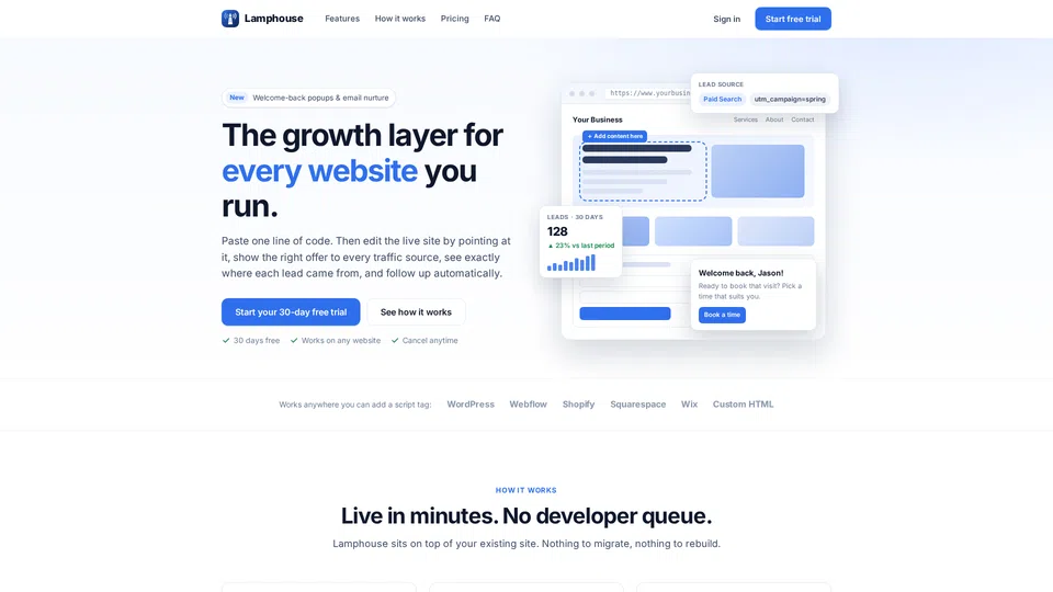 Homepage snapshot at launch