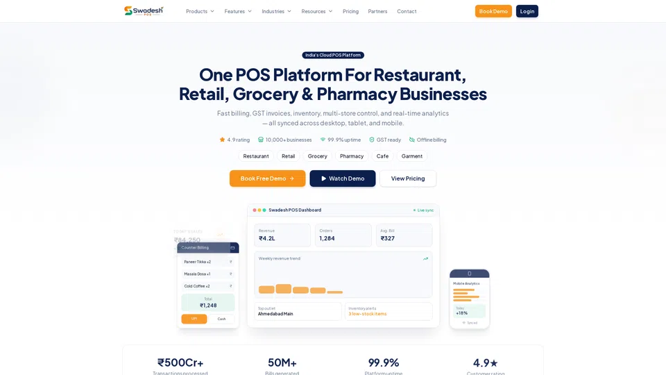 Homepage snapshot at launch
