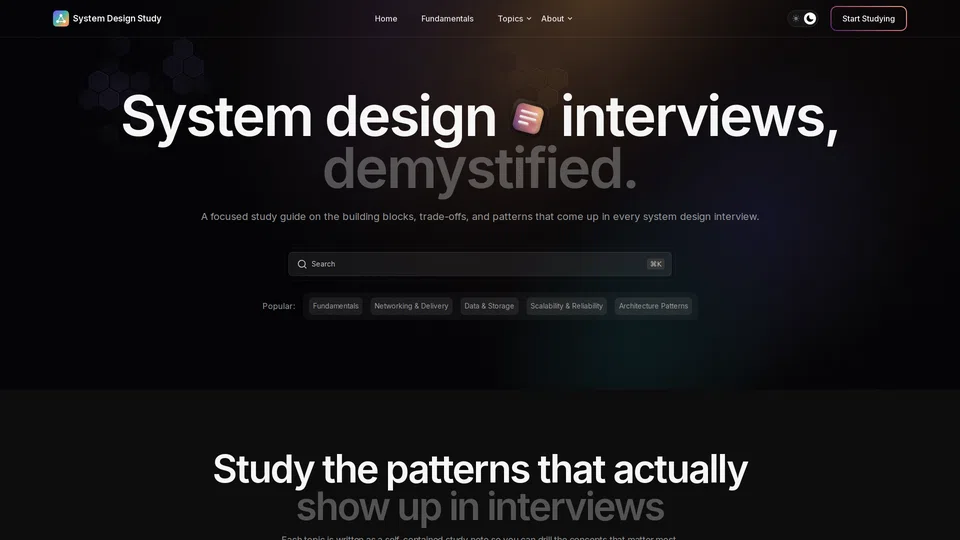Homepage snapshot at launch