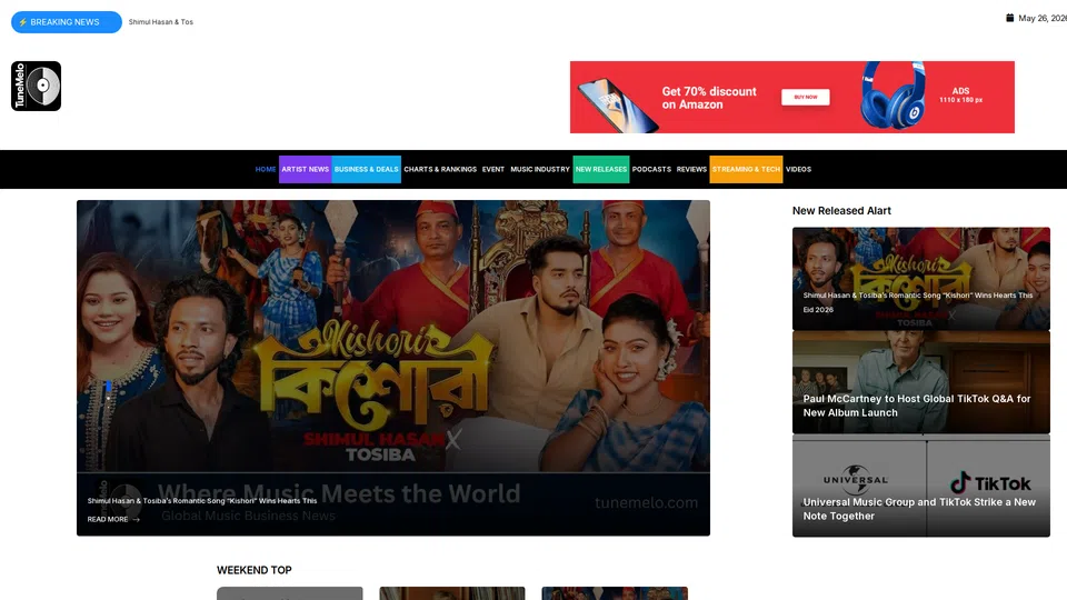 Homepage snapshot at launch