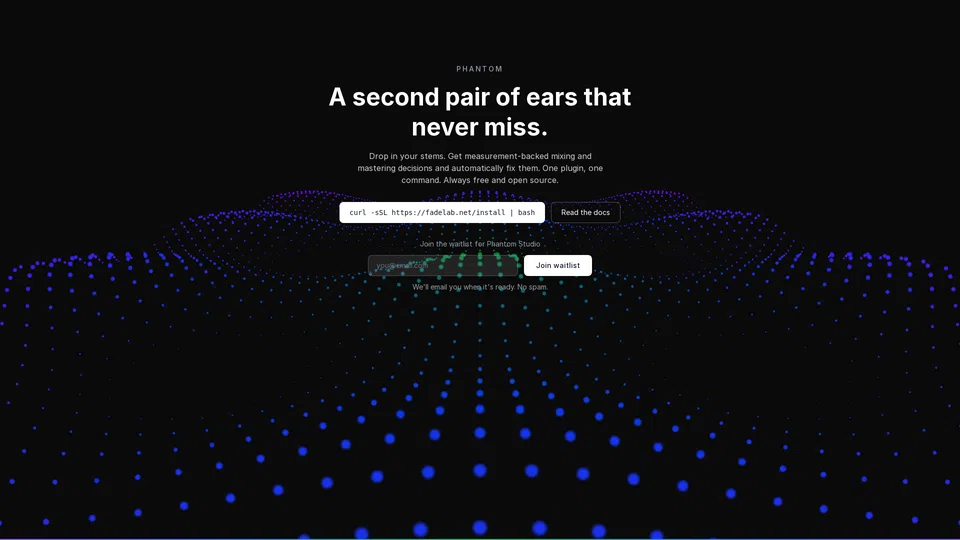Homepage snapshot at launch
