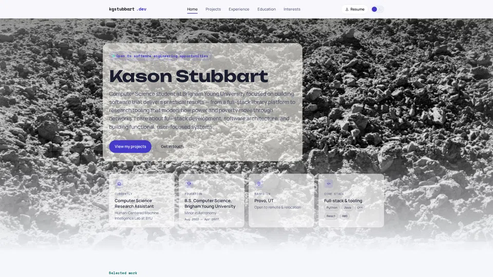 Homepage snapshot at launch