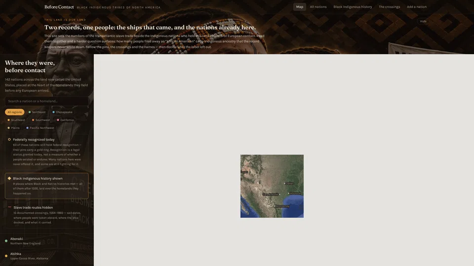 Homepage snapshot at launch