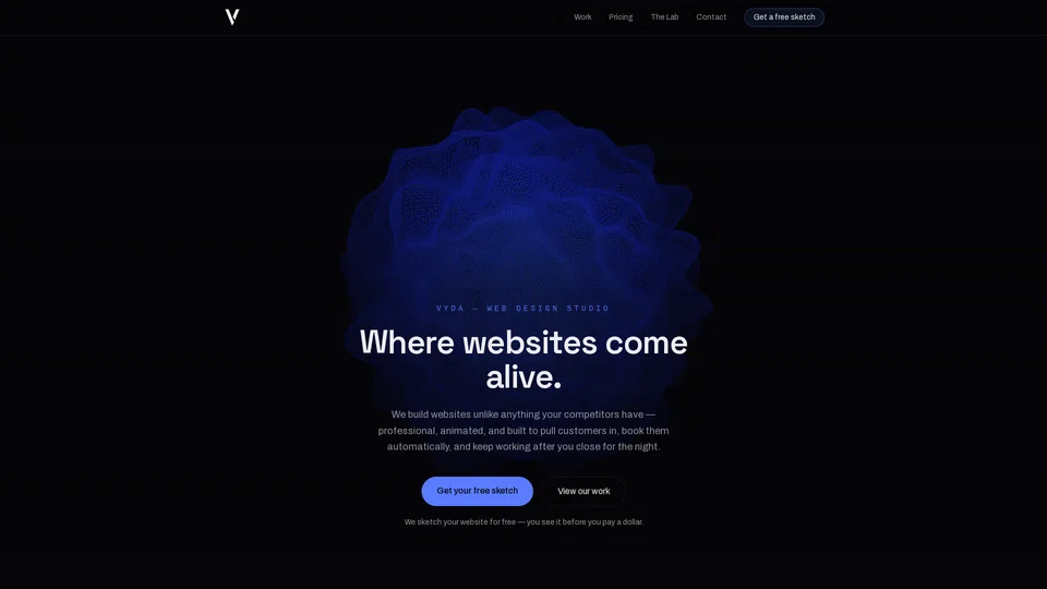 Homepage snapshot at launch