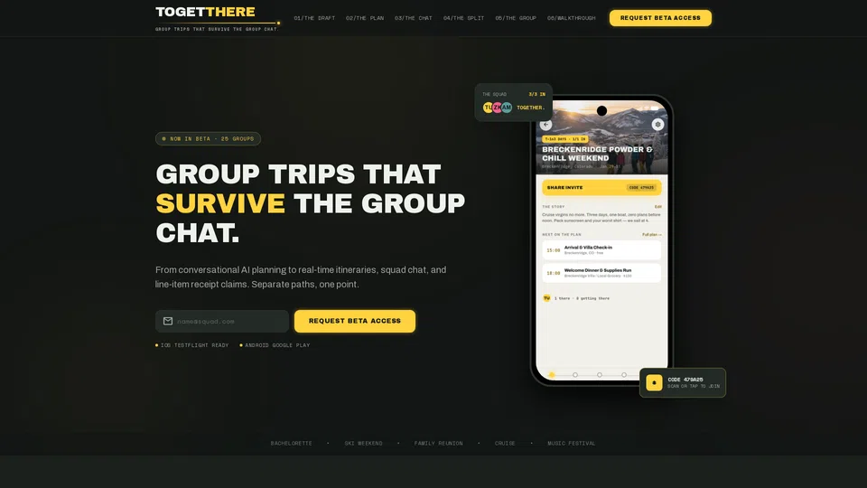 Homepage snapshot at launch