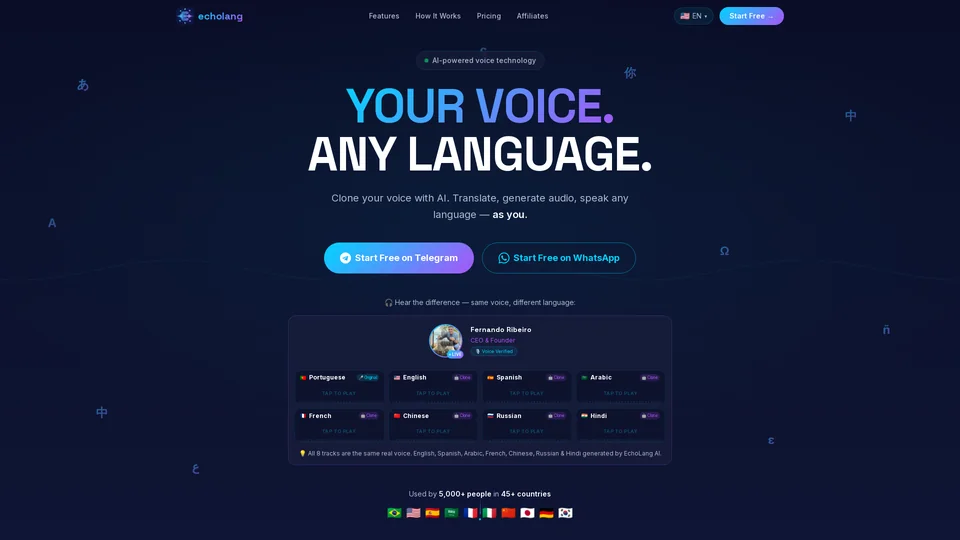 Homepage snapshot at launch