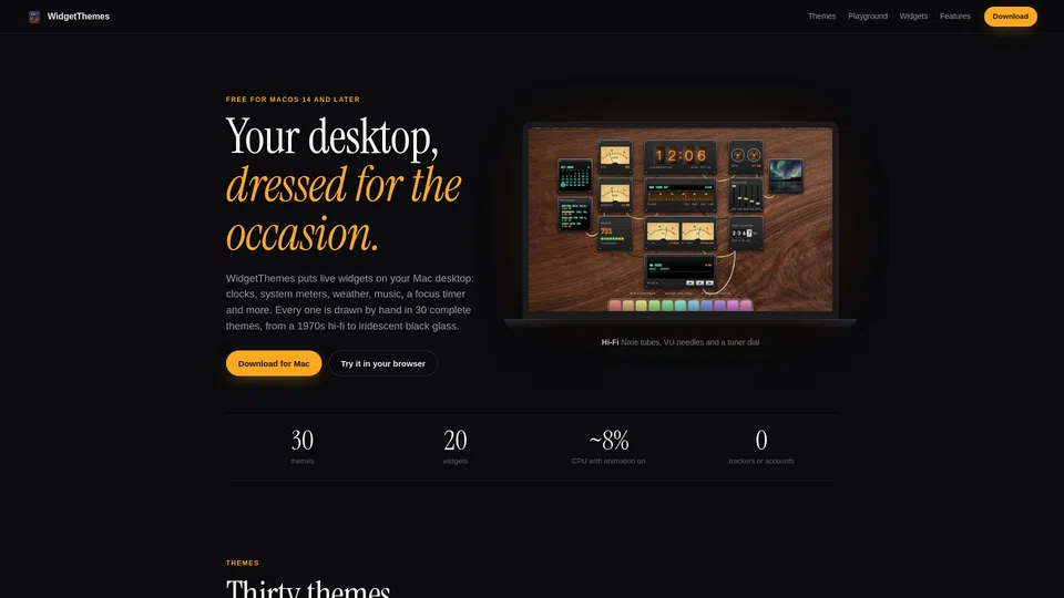 Homepage snapshot at launch