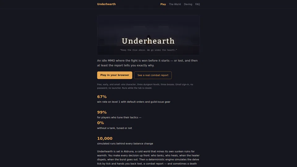 Homepage snapshot at launch