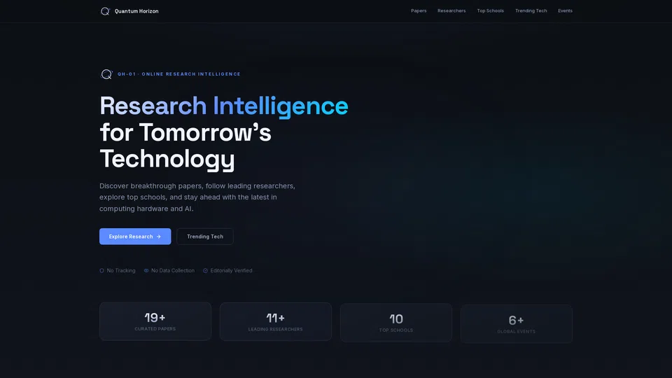 Homepage snapshot at launch