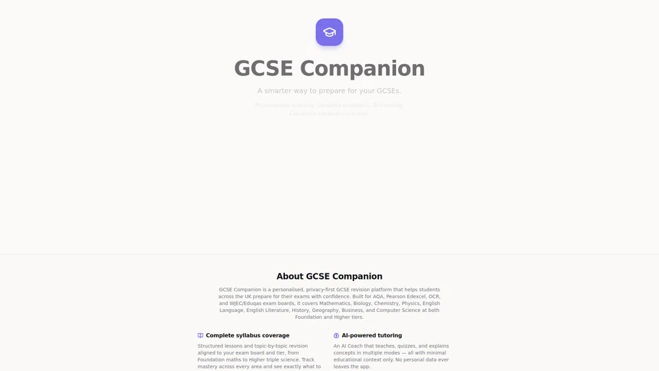 Homepage snapshot at launch