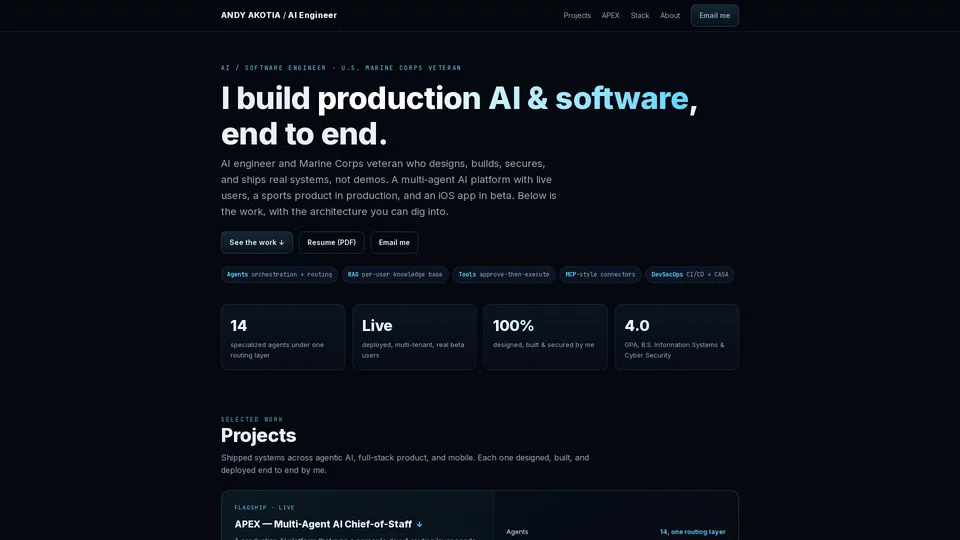 Homepage snapshot at launch