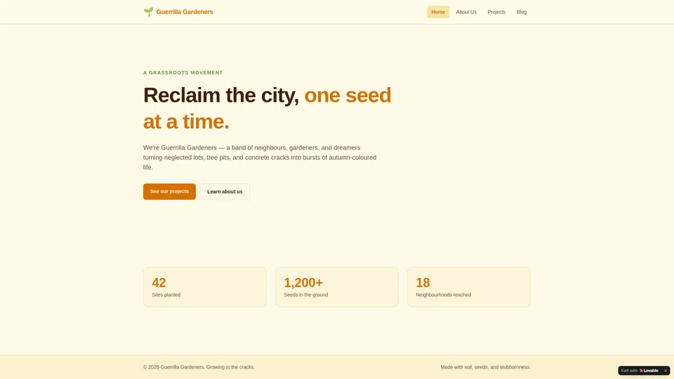 Homepage snapshot at launch