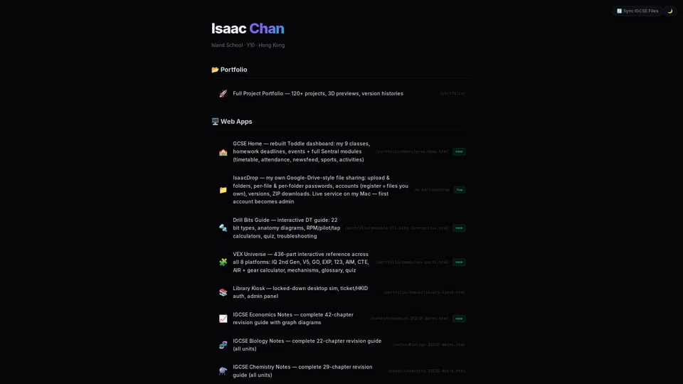 Homepage snapshot at launch