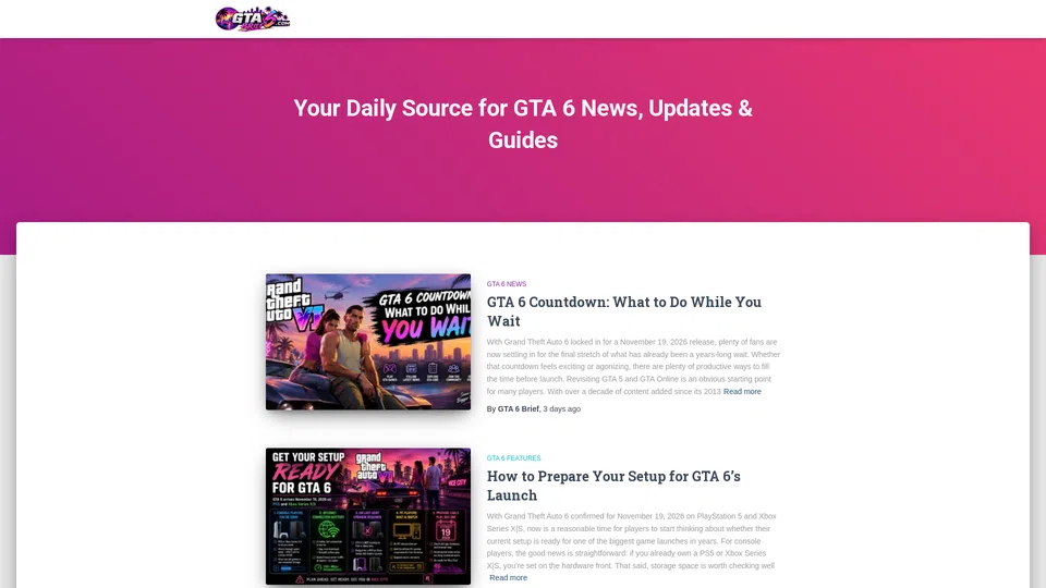 Homepage snapshot at launch